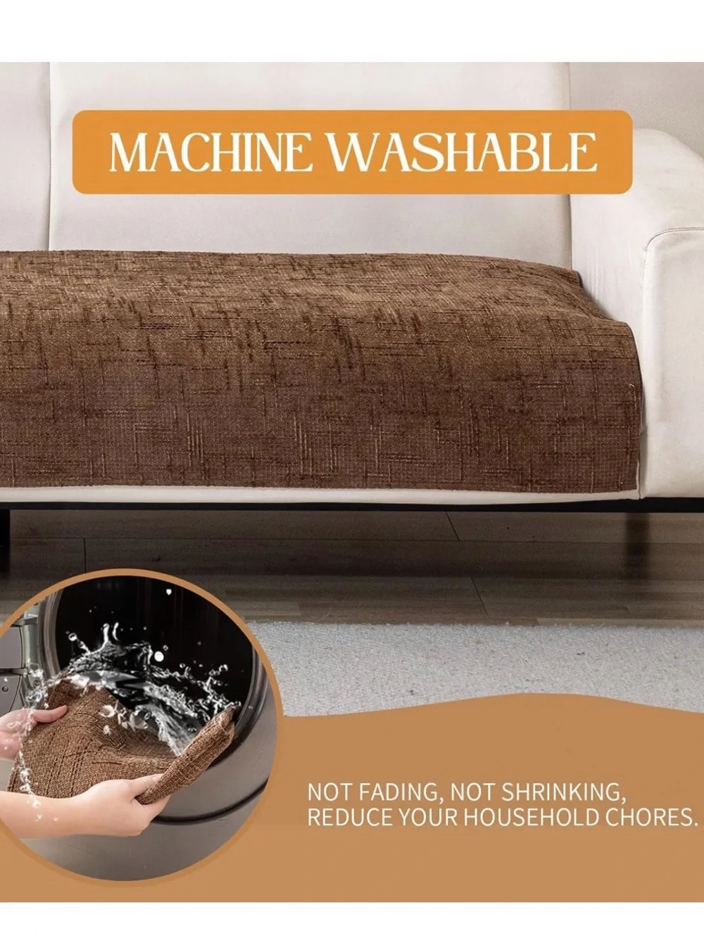 Brown Chenille Waterproof Washable Pet Sofa Cover for Dogs - Durable